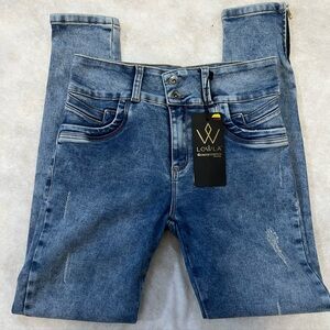 LOWLA High Rise Butt Lifter NEW Skinny WonderStretch Blue Colombian Jeans Size 5